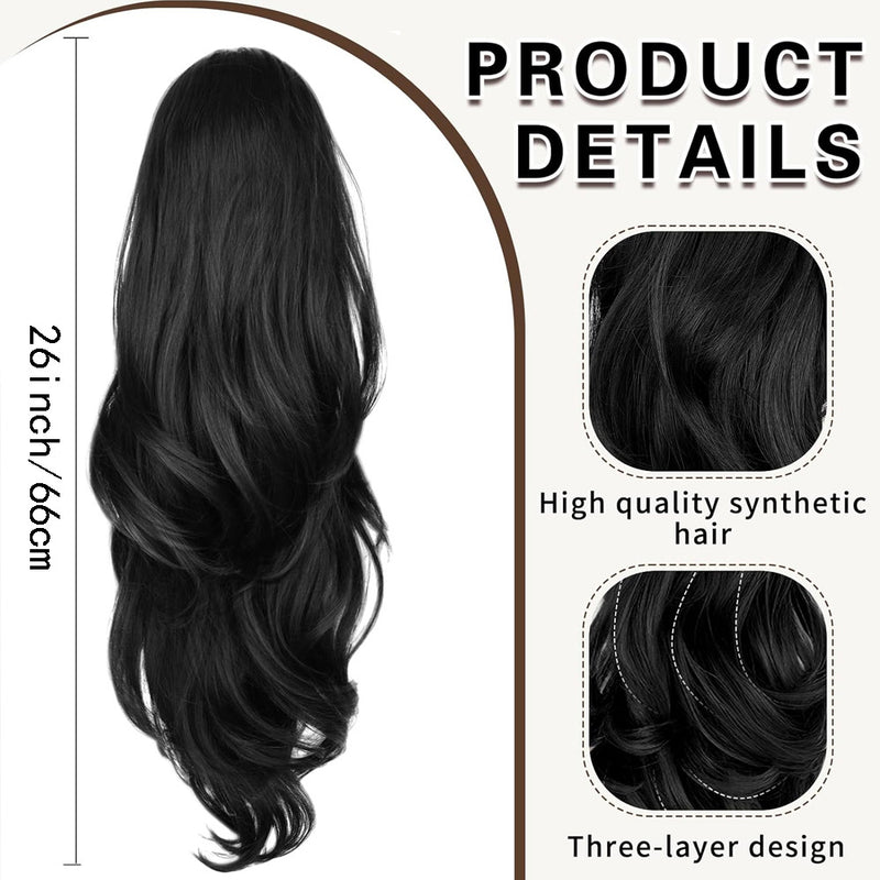 Elastic-band Ponytail Wig with Large Waves and Layered Long Curls