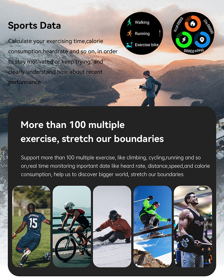 Outdoor Tactical Smartwatch, 1.39" IPS Screen, 120+ Sports Modes, Health Monitoring, Bluetooth Call, Fitness Tracker for Men