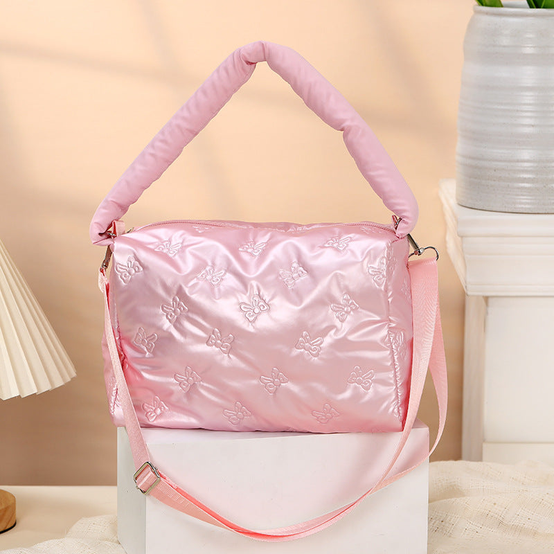 High Quality Personalized Woman Embroidery Bow-Tie Summer Zipper Single Waterproof Cosmetic Bag Luxury Travel Makeup Brush