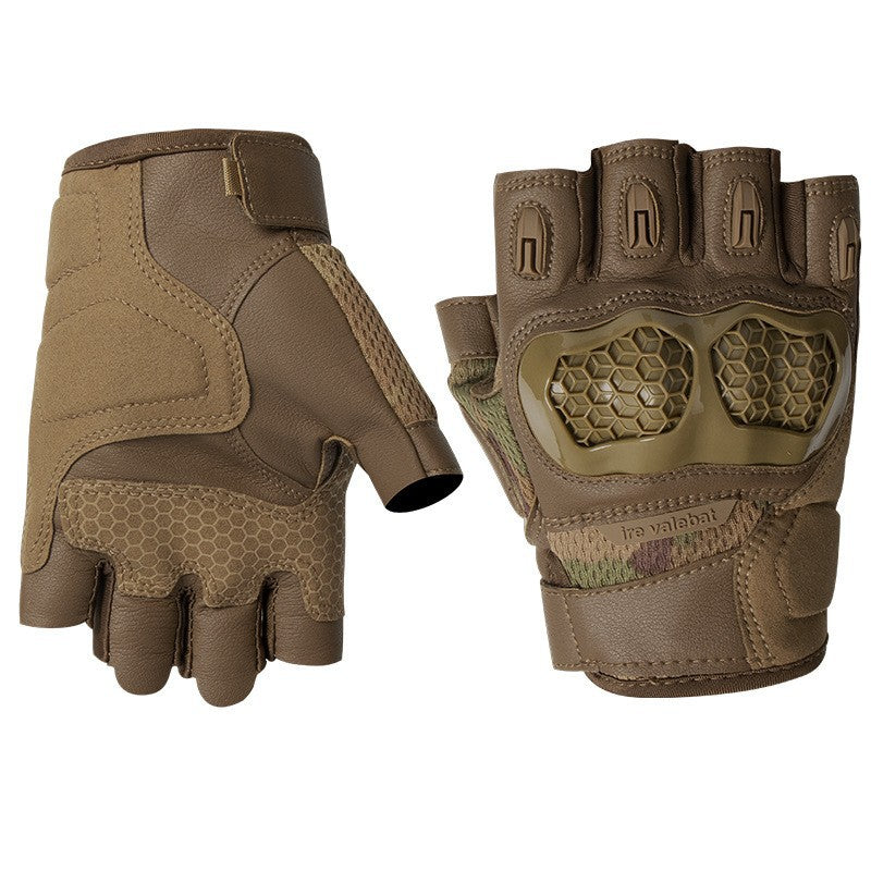 Tactical Fingerless Gloves for Men, Half Finger Leather Gloves with Knuckle Protection, for Shooting, Hunting, Airsoft, Training