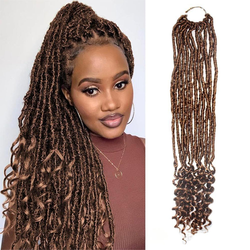 Wave shaped synthetic heat-resistant wig with bangs - 18 inches