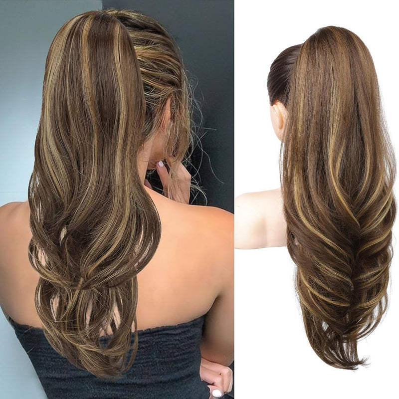 Wave shaped synthetic heat-resistant wig with bangs