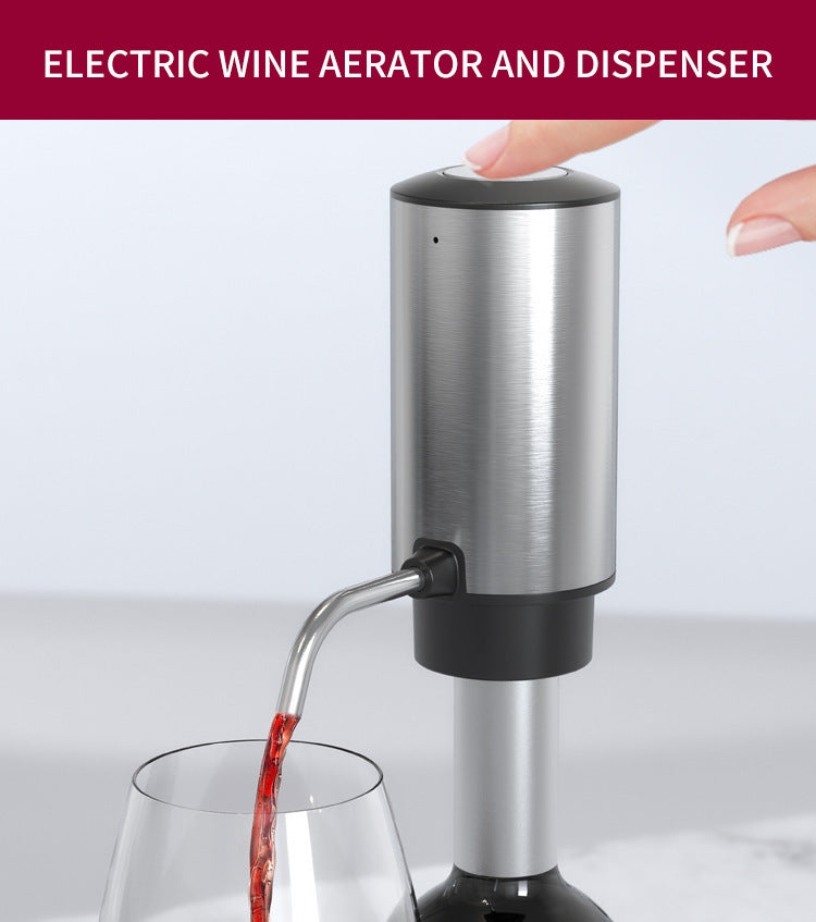 Electric Wine Aerator and Dispenser, Rechargeable One-Button Automatic Wine Pourer with Built-in Aerator, Type-C Charging