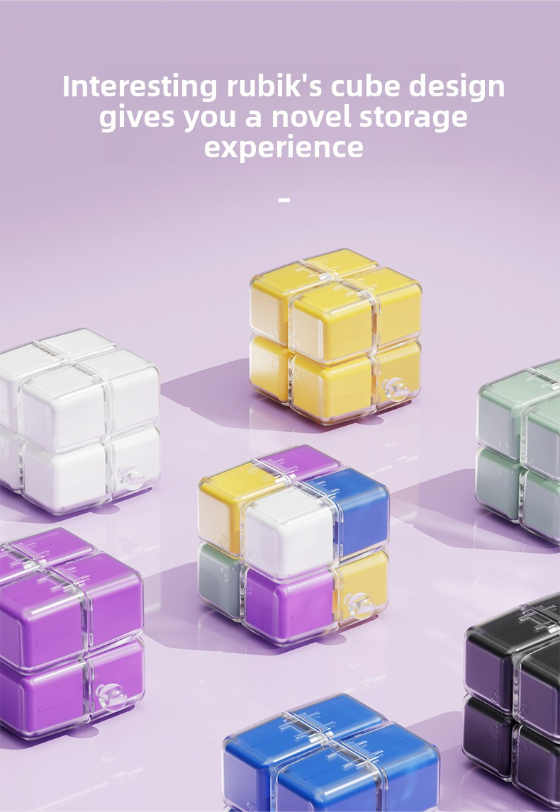Rubik's Cube Portable Packaging Storage Box, 7-Day Weekly Portable Medication Storage Box