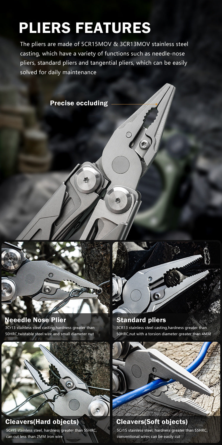 17-in-1 Stainless Steel Multi Tool Pliers, EDC Survival Gear
