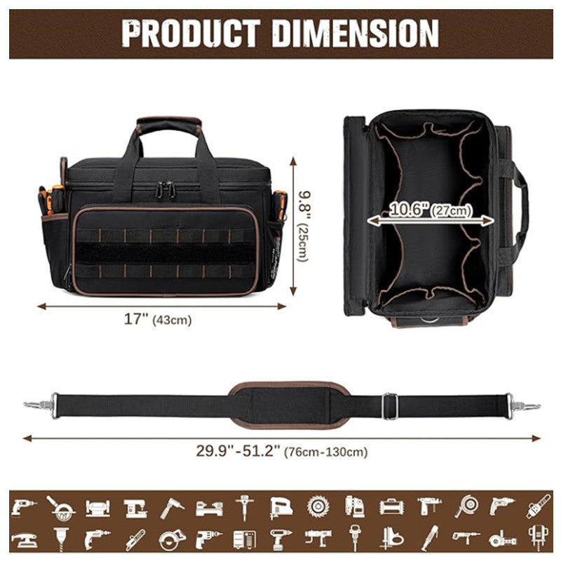 17 Inch Heavy Duty Tool Bag with Multiple Pockets