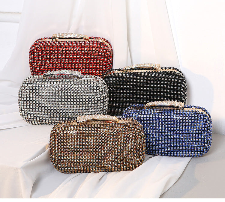 Luxury Crystal Clutch Bag for Woman, Shining Rhinestone Evening Purse with Chain, Formal Party Wedding Handbag