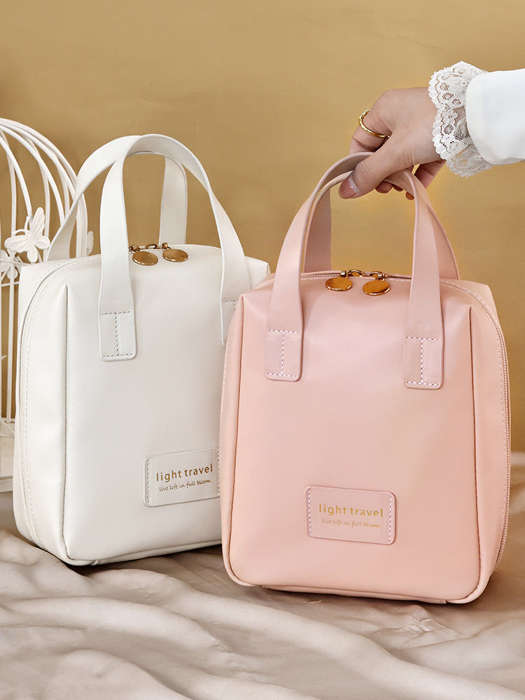 PU Leather Large Capacity Handheld Hard Shell Cosmetics Makeup Bag Travel Portable Toilet Storage Bag