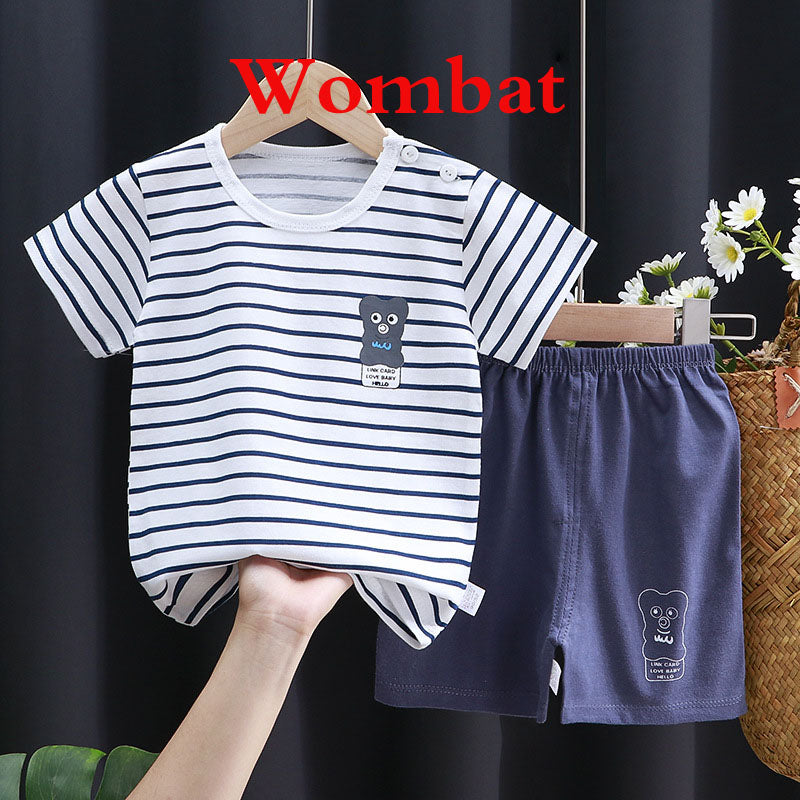 Children's short sleeved set, pure cotton girls' summer clothes, boys' t-shirts, two pieces of baby clothes, Korean version children's clothing, new style