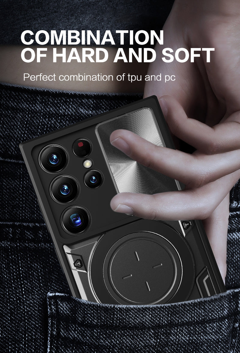Samsung Galaxy S23 Ultra Phone Case Magnetic Suction  Sliding Window Anti Fall Protective Cover