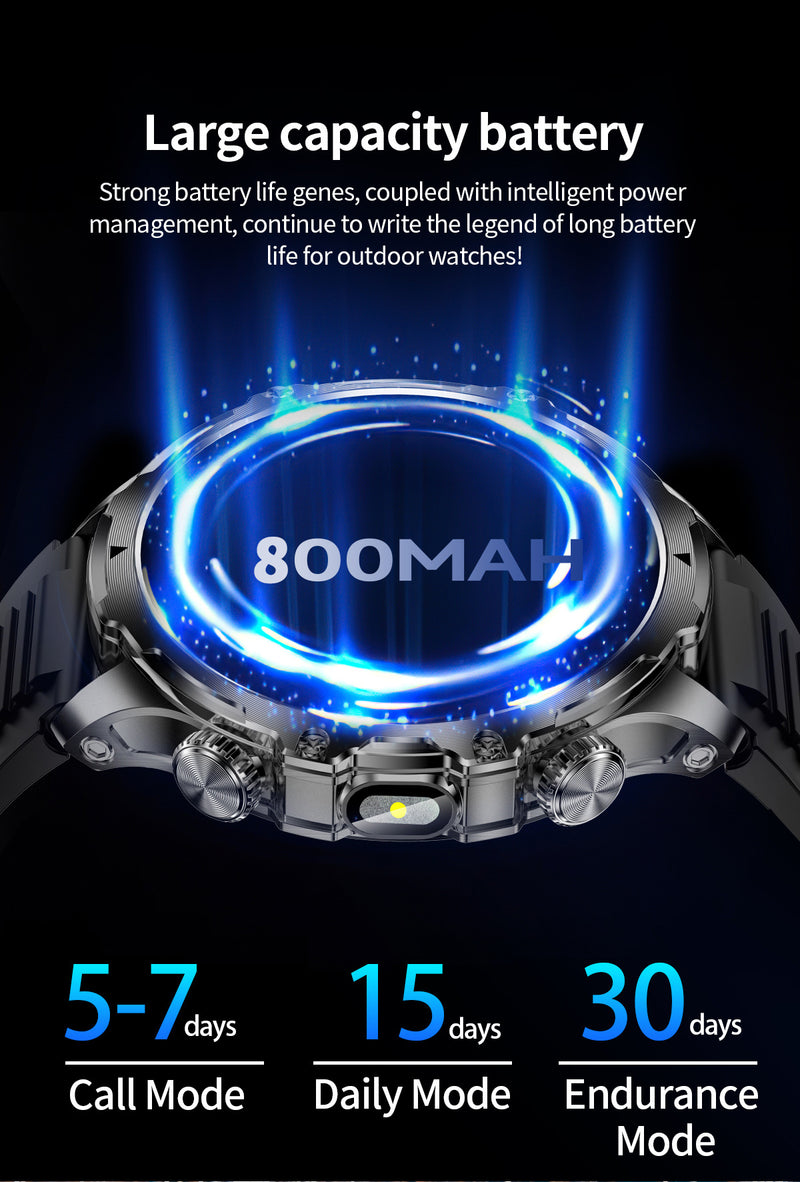 AK75 Smart Watch 1.85" Round Screen Bluetooth Call Heart Rate Blood Oxygen Multi‑Sport Fitness Watch