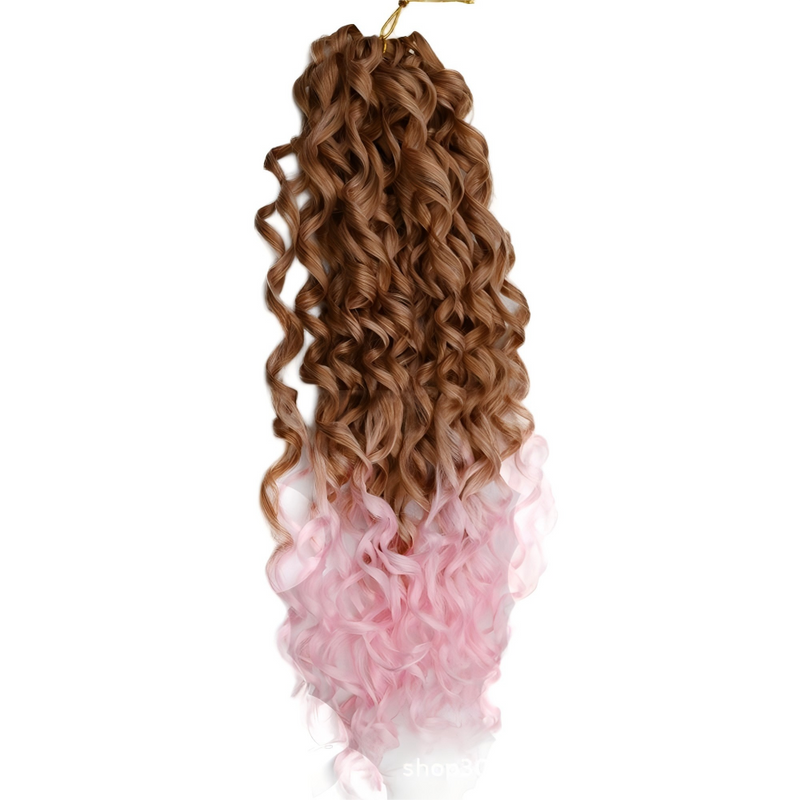 Wave shaped synthetic heat-resistant wig with bangs -  22 inches