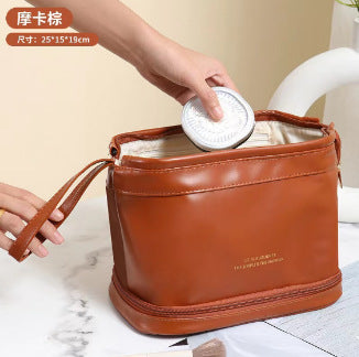 Double Makeup Bag Large Capacity High Appearance Level Portable Convenient Toiletry Bag Travel Makeup Brush Makeup Storage Bag