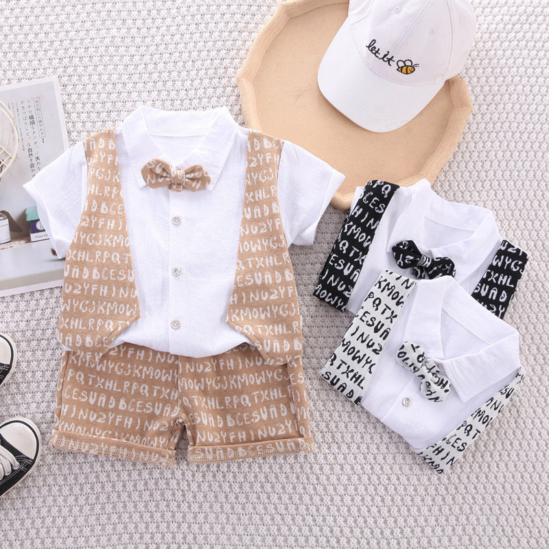 Boys' short sleeved baby summer stylish vest set