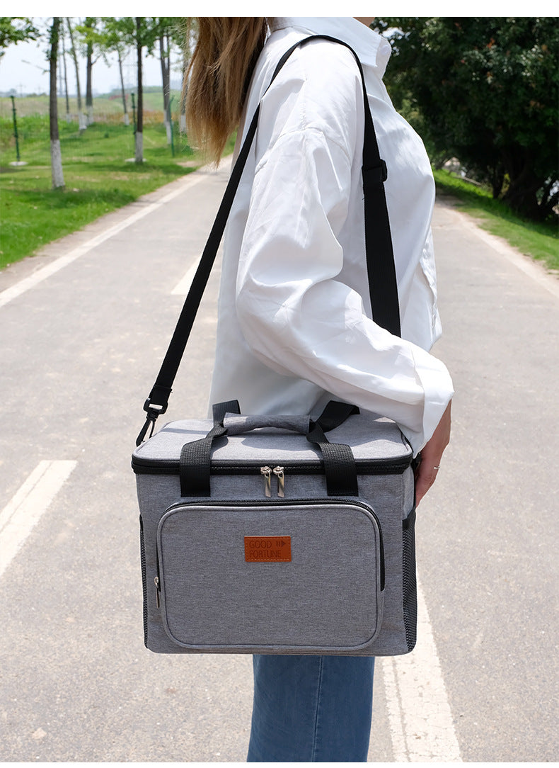 For Thickened Large Capacity Portable Picnic Leather Outdoor Car Ice Waterproof Shoulder Crossbody Insulation Bag