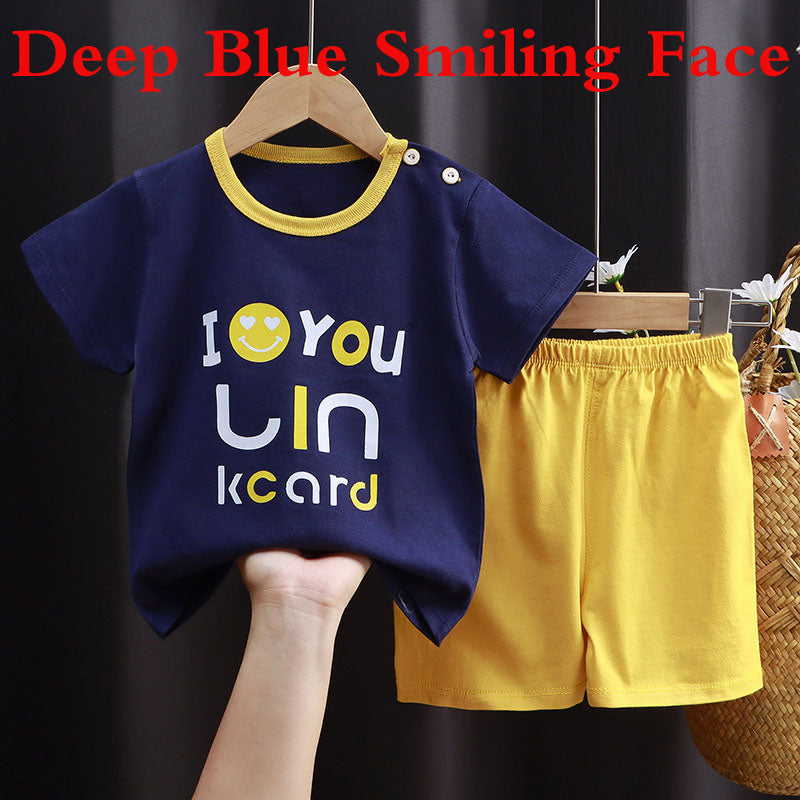 Children's short sleeved set, pure cotton girls' summer clothes, boys' t-shirts, two pieces of baby clothes, Korean version children's clothing, new style