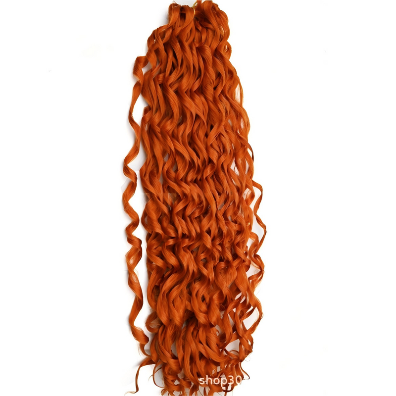 Wave shaped synthetic heat-resistant wig with bangs -  22 inches