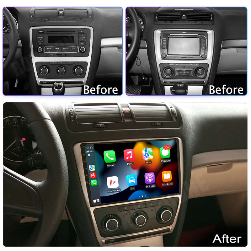 RoverOne Car Stereo Radio Bluetooth CarPlay GPS Navigation for Skoda Octavia 2 A5 2007 - 2013