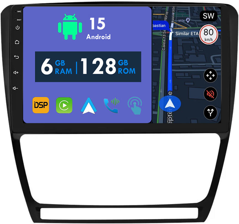 RoverOne Car Stereo Radio Bluetooth CarPlay GPS Navigation for Skoda Octavia 2 A5 2007 - 2013