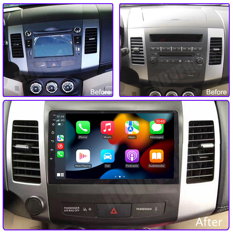 RoverOne Car Stereo Radio Bluetooth CarPlay GPS Navigation for Mitsubishi Outlander 2 CW0W 2005-2011 for Citroen C-Crosser for Peugeot 4007 2007-2012