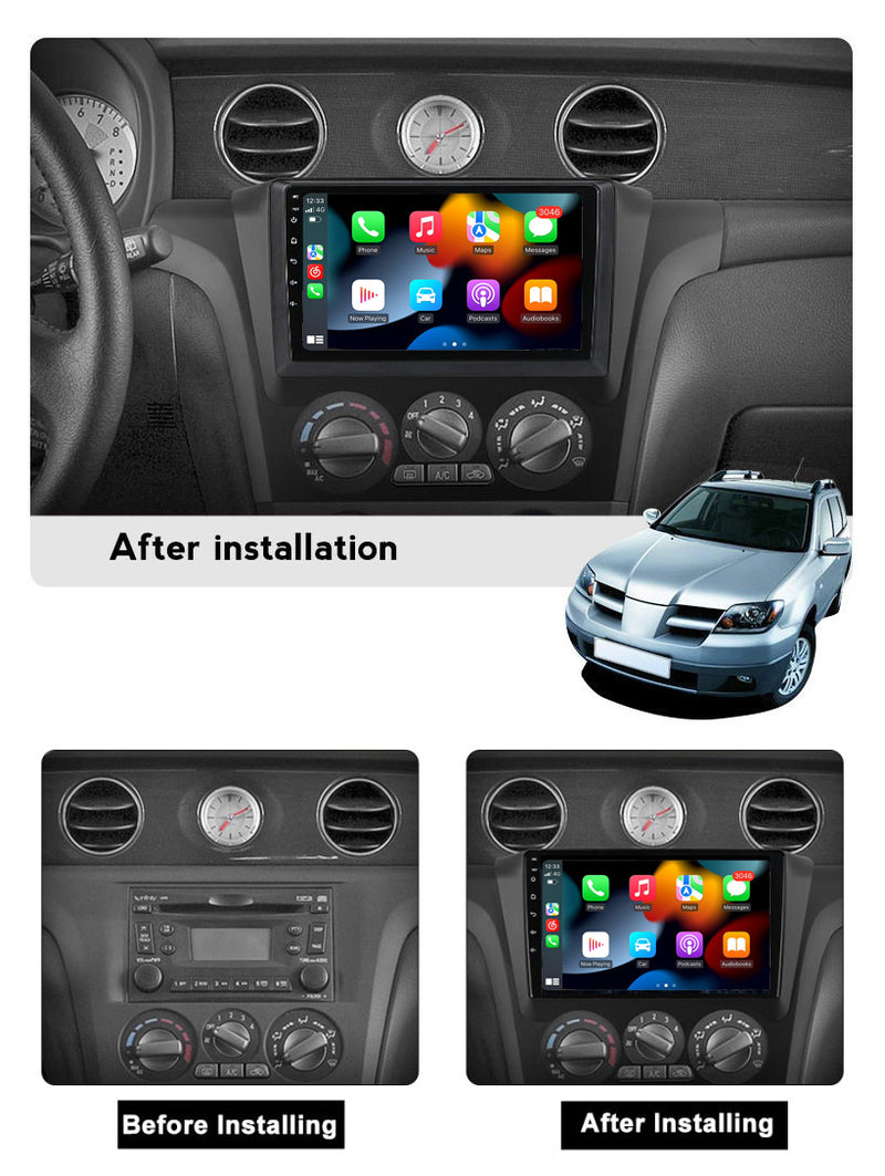 RoverOne Car Stereo Radio Bluetooth CarPlay GPS Navigation for Mitsubishi Outlander 1 2001 - 2008