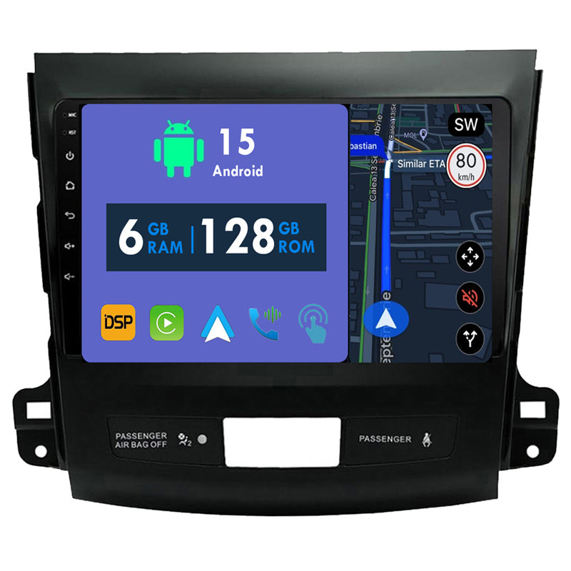 RoverOne Car Stereo Radio Bluetooth CarPlay GPS Navigation for Mitsubishi Outlander 2 CW0W 2005-2011 for Citroen C-Crosser for Peugeot 4007 2007-2012
