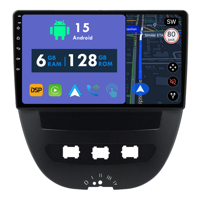 RoverOne Car Stereo Radio Bluetooth CarPlay GPS Navigation for Peugeot 107 for Toyota Aygo 2005 - 2014