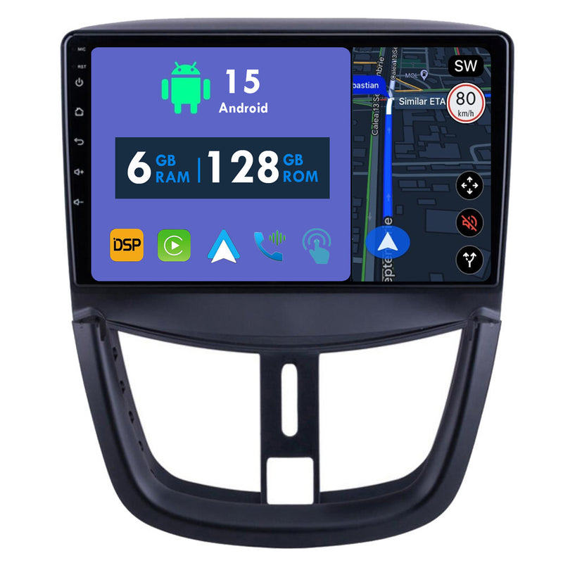 RoverOne Car Stereo Radio Bluetooth CarPlay GPS Navigation for Peugeot 207 2006 - 2015
