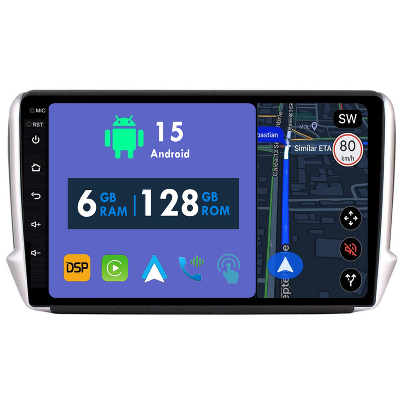 RoverOne Car Stereo Radio Bluetooth CarPlay GPS Navigation for Peugeot 2008 208 1 2012 - 2020