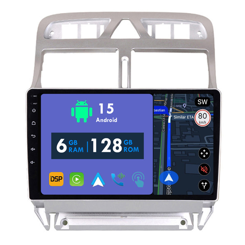 RoverOne Car Stereo Radio Bluetooth CarPlay GPS Navigation for Peugeot 307 2001 - 2013