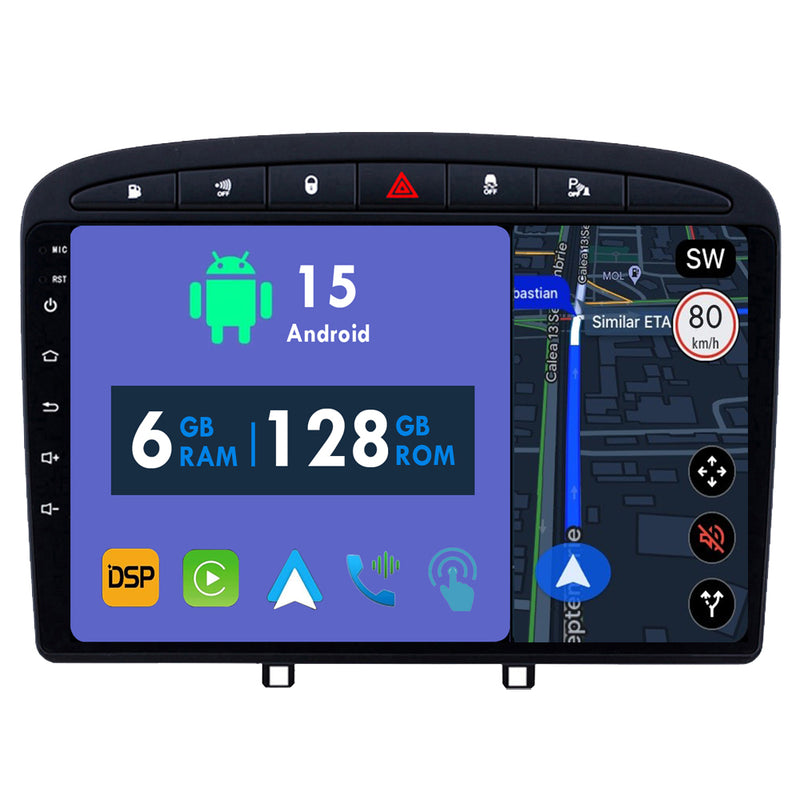 RoverOne Car Stereo Radio Bluetooth CarPlay GPS Navigation for Peugeot RCZ 308 SW 2007 - 2015 408 2012 - 2020
