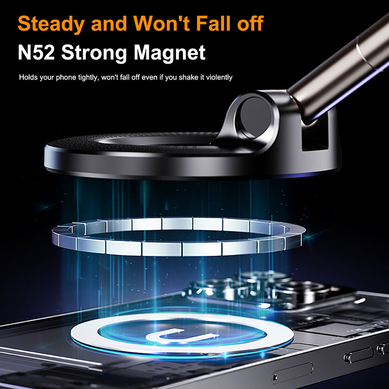 Strong Magnetic Vacuum Car Phone Holder | 360° Foldable Mount for iPhone & All Phones