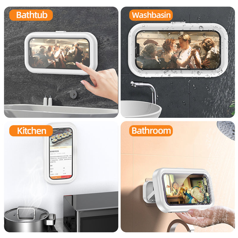 Waterproof Bathroom Phone Holder | 360° Rotation Touch Screen Wall Mount for All Phones