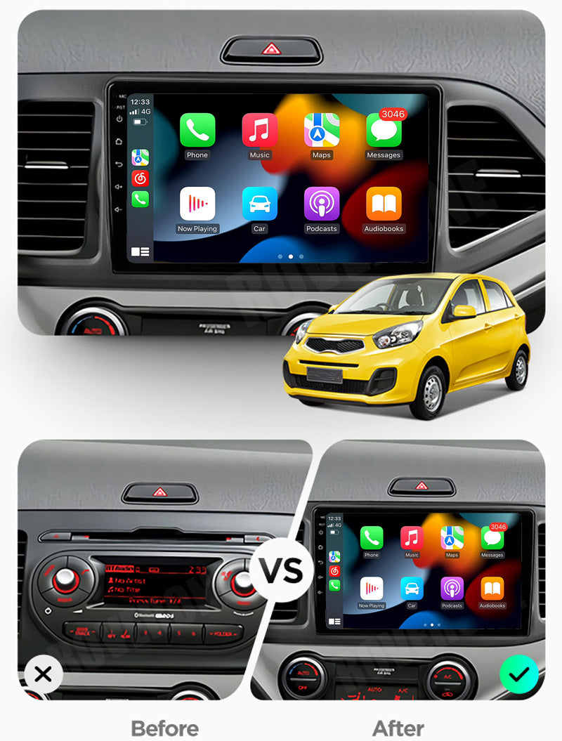 RoverOne Car Stereo Radio Bluetooth CarPlay GPS Navigation for Kia Morning 2 picanto 2011 - 2017