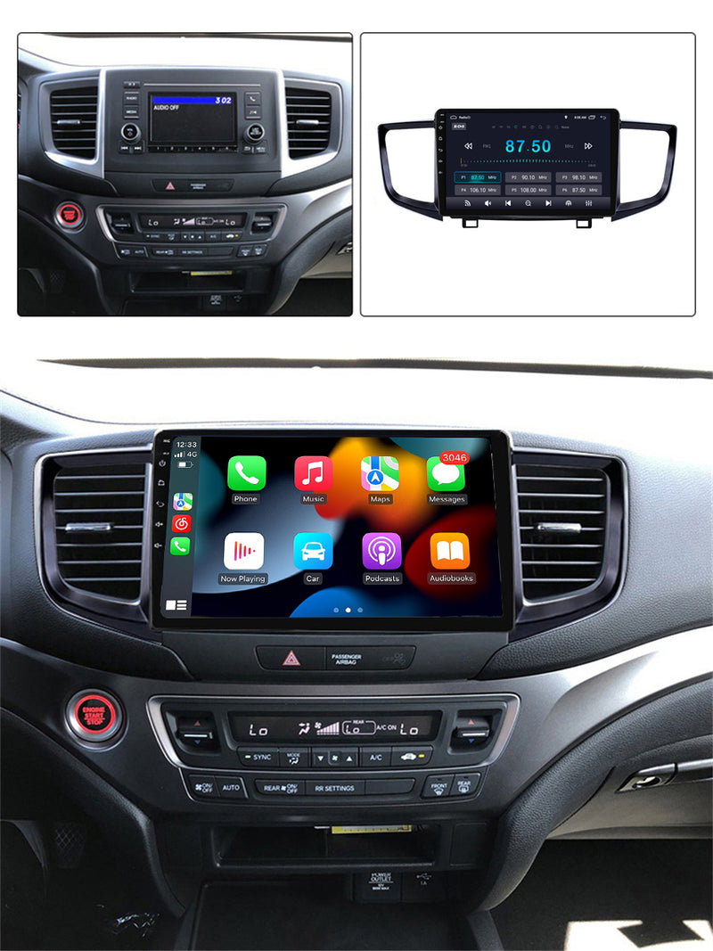 RoverOne Car Stereo Radio Bluetooth CarPlay GPS Navigation for Honda Pilot 2016 - 2019