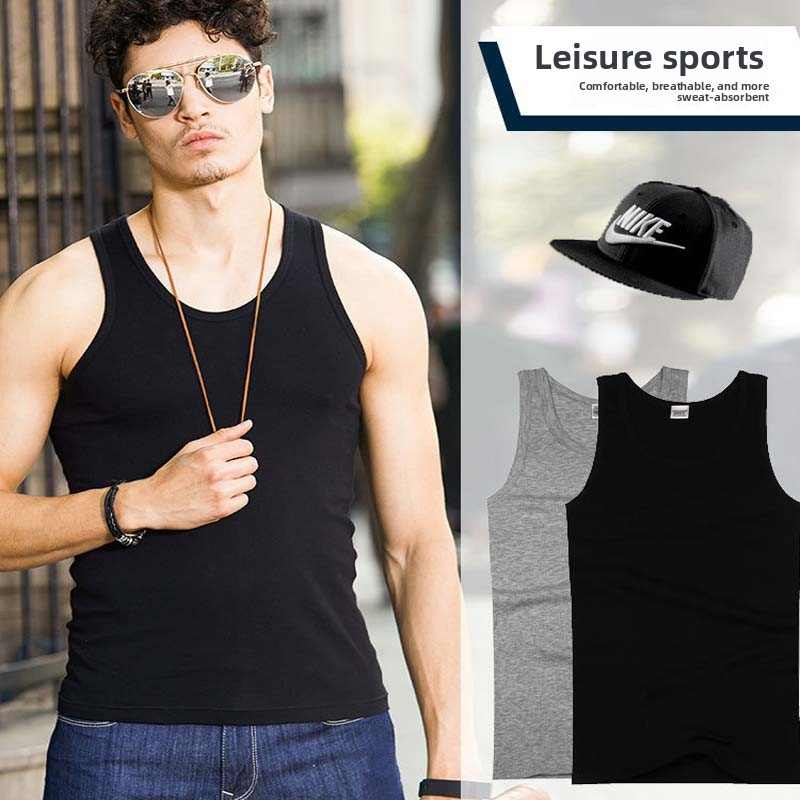 Men's pure cotton sports sweat absorbing cotton vest