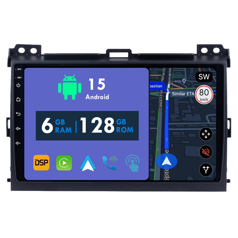 RoverOne Car Stereo Radio Bluetooth CarPlay GPS Navigation for Toyota Land Cruiser Prado 120 3 2002 - 2009