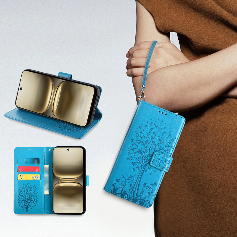 Wallet Leather Cover for Tecno Camon 50 4G/ CN5 Case Card Slots Magnetic Closure Shockproof Cover with Hand