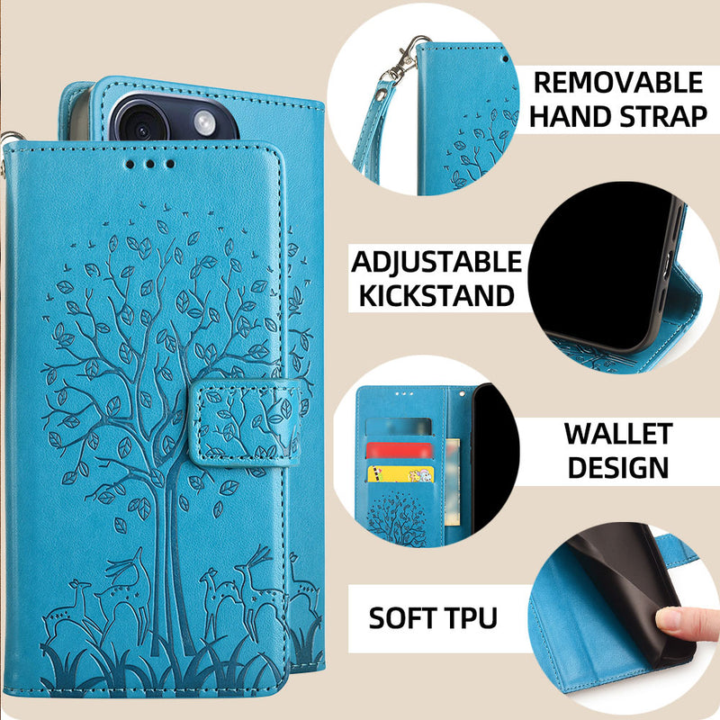 Wallet Leather Cover for Tecno Camon 50 4G/ CN5 Case Card Slots Magnetic Closure Shockproof Cover with Hand