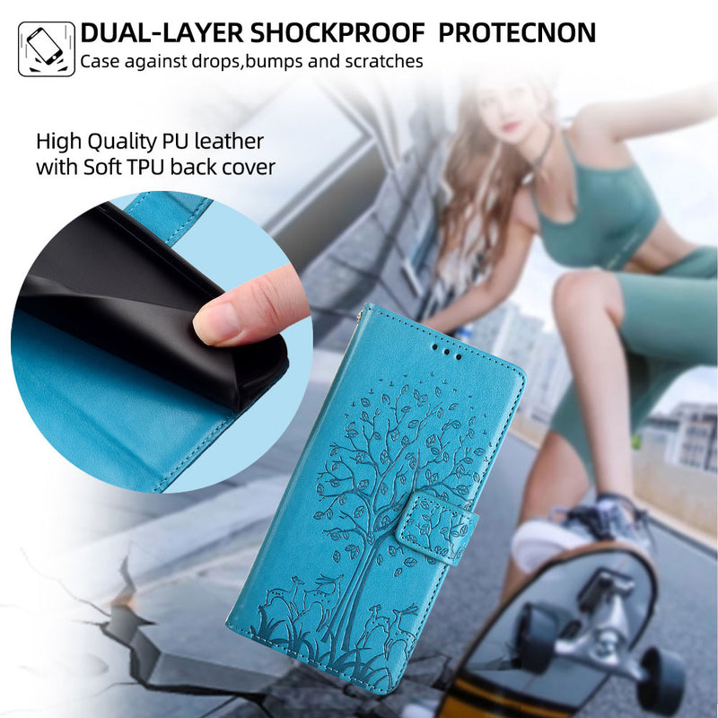 Wallet Leather Cover for Tecno Camon 50 Pro 4G/CN5c Case Card Slots Magnetic Closure Shockproof Cover with Hand