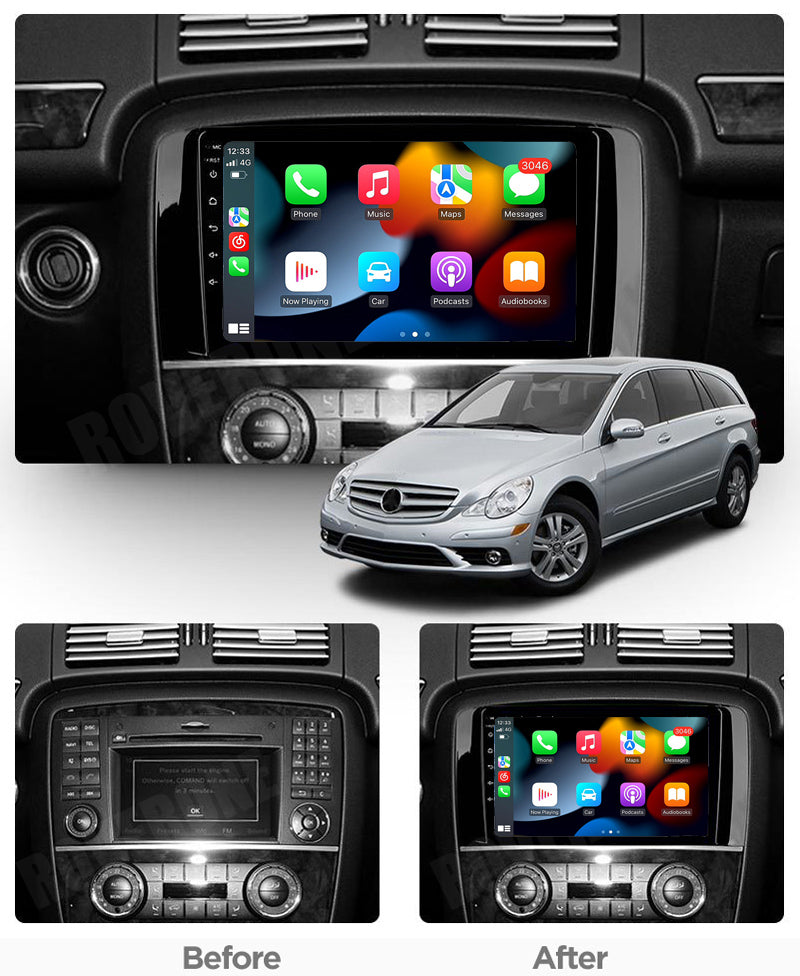 RoverOne Car Stereo Radio Bluetooth CarPlay GPS Navigation for Mercedes Benz R Class W251 R280 R300 R320 2005 - 2017