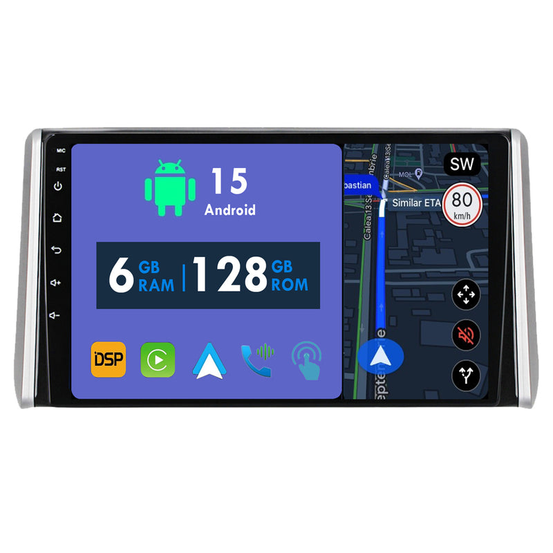 RoverOne Car Stereo Radio Bluetooth CarPlay GPS Navigation for Toyota RAV4 5 XA50 2018 - 2023