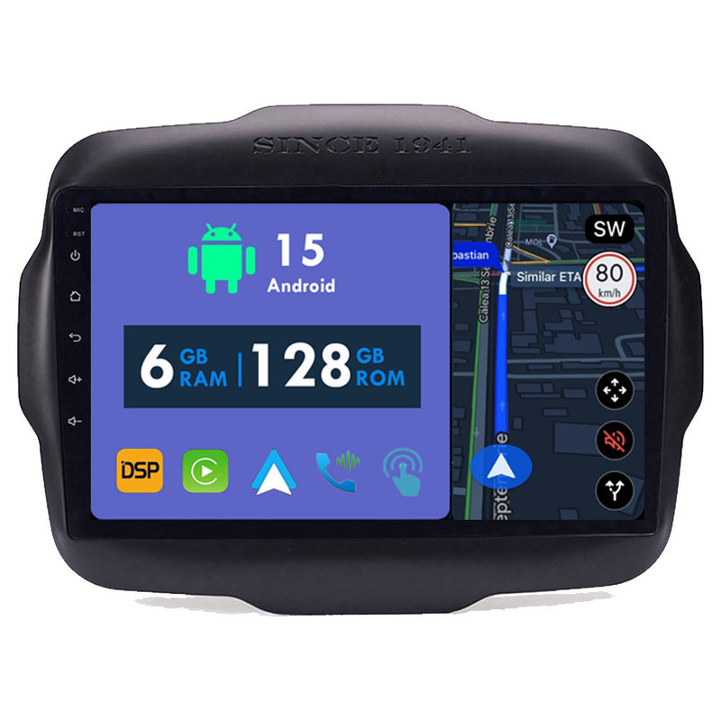 RoverOne Car Stereo Radio Bluetooth CarPlay GPS Navigation for Jeep Renegade 2014 - 2018