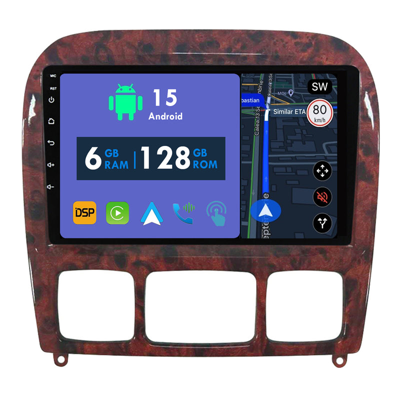RoverOne Car Stereo Radio Bluetooth CarPlay GPS Navigation for Mercedes Benz S-Class W220 VV220 1998 - 2005