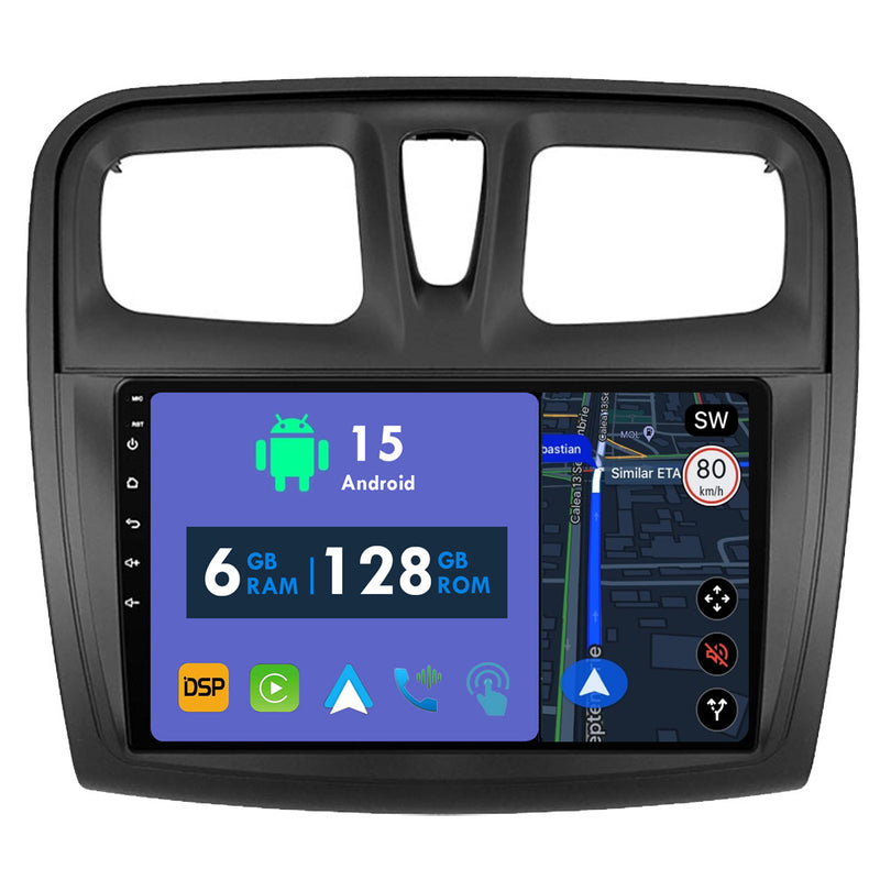 RoverOne Car Stereo Radio Bluetooth CarPlay GPS Navigation for Renault Logan 2 2012 - 2022 Sandero 2 2013 - 2022