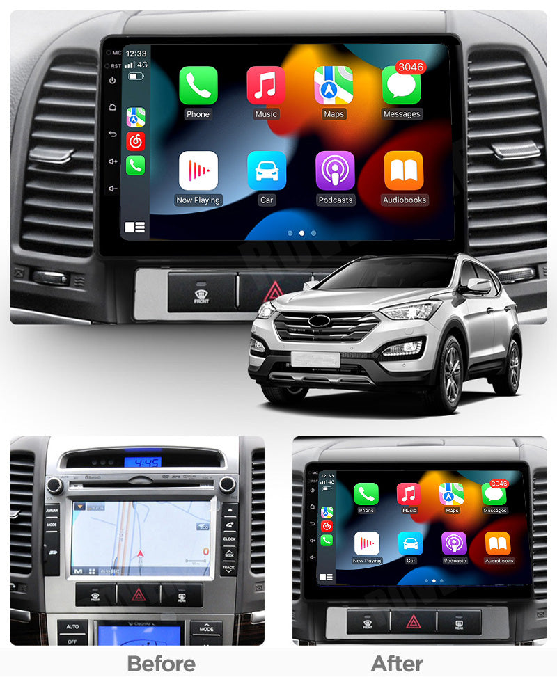 RoverOne Car Stereo Radio Bluetooth CarPlay GPS Navigation for Hyundai Santa Fe 2 2006 - 2012