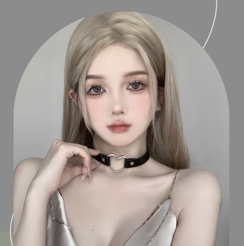 Love Heart Adjustable Leather Choker Punk PU Necklace Goth Choker Soft Collar Chain for Woman