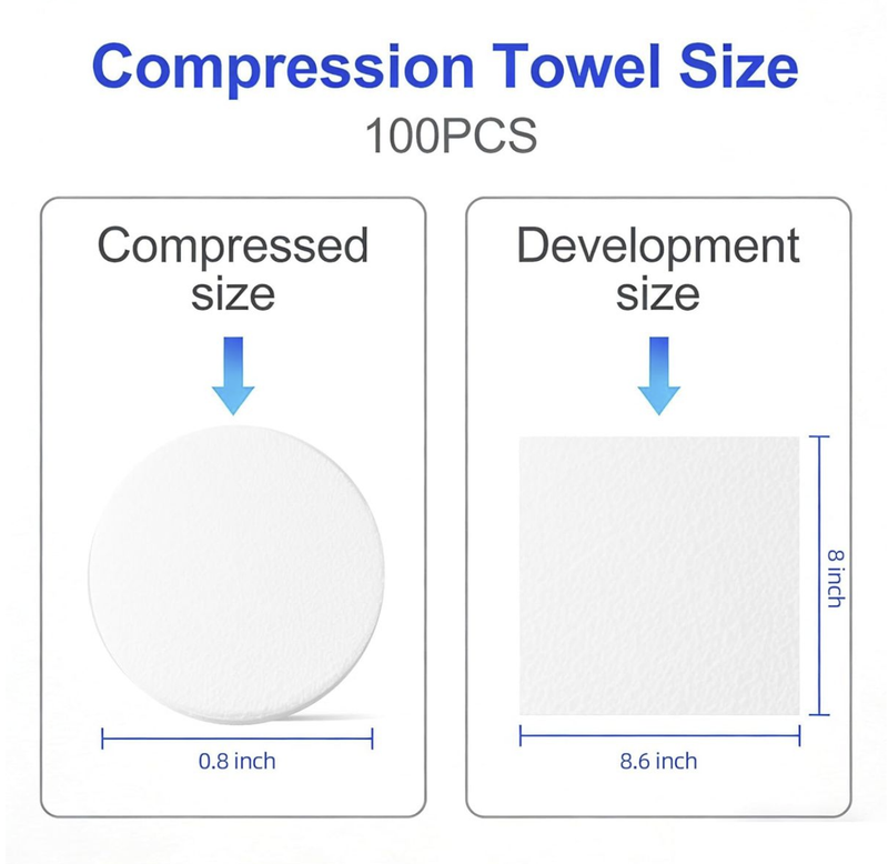 Disposable Compressed Face Towels, Portable Clean Face Towels - 100 Piece