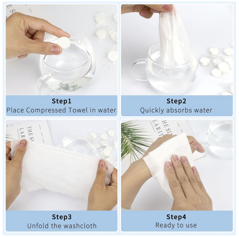 Disposable Compressed Face Towels, Portable Clean Face Towels - 100 Piece