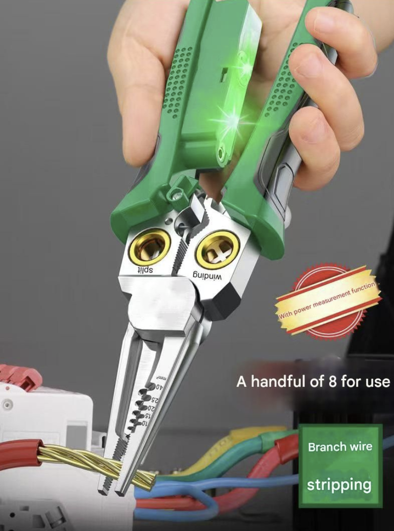 Stainless steel 8-in-1 Multi-function wire Stripper with Electrical Tester
